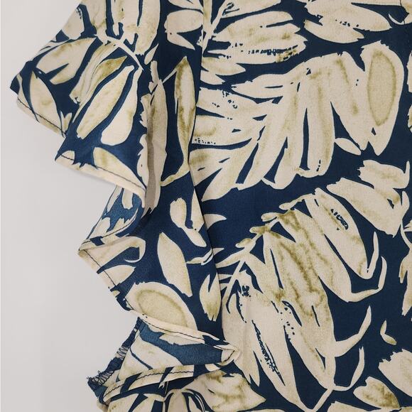 Cupshe Tropical Leaf Print Cover-Up Dress Navy/Cream Women’s XL - Picture 5 of 12